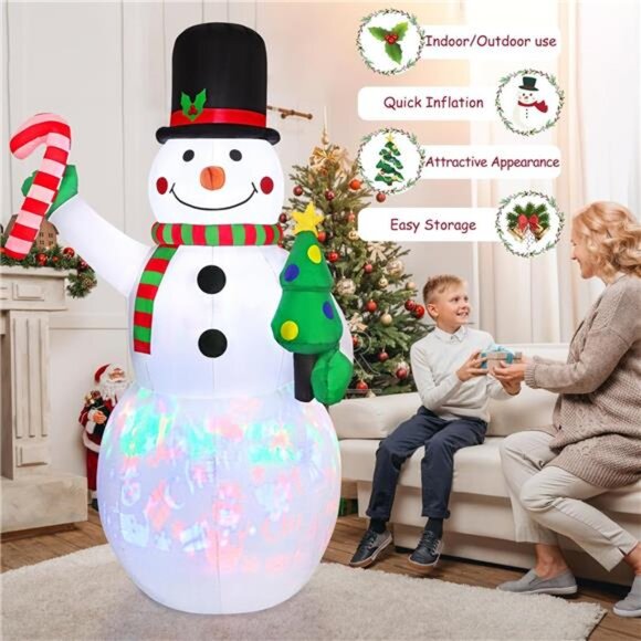 7FT Christmas Inflatable Snowman with Built-in Music Box & Rotating - Picture 6 of 8